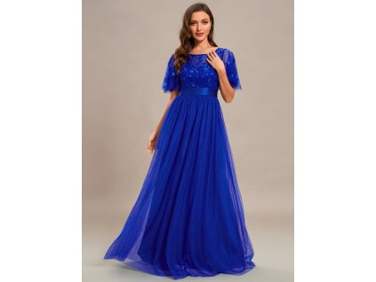 safírově modré šaty s flitry