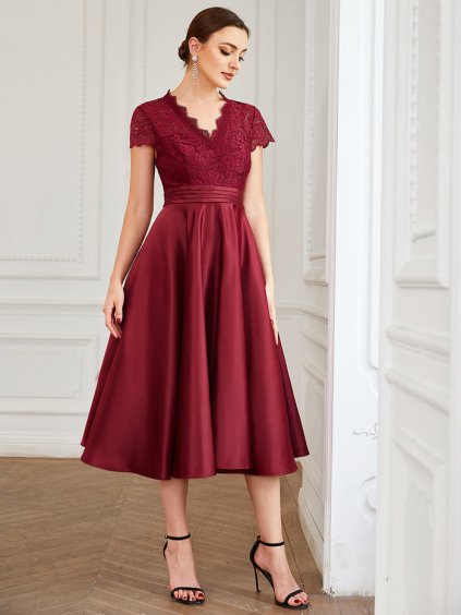 Ever Pretty společenské šaty bordo 40400 (* Velikost 9XL / 58 / 26 / 30)