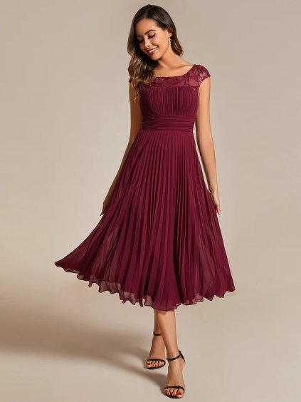 Ever Pretty šaty midi délka 2095 bordo (* Velikost 4XL / 48 / 16 / 20)