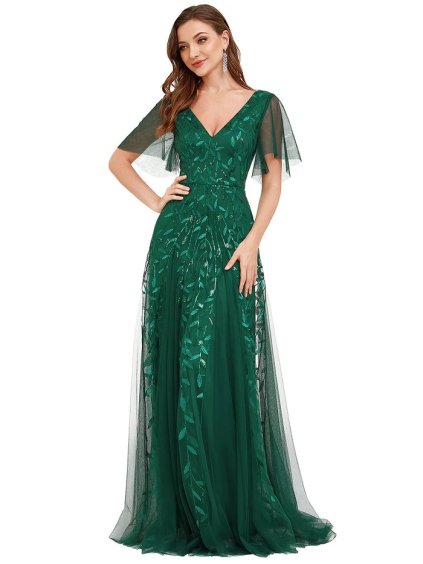 Zelené šaty na ples Ever Pretty 0736 (* Velikost 9XL / 58 / 26 / 30)