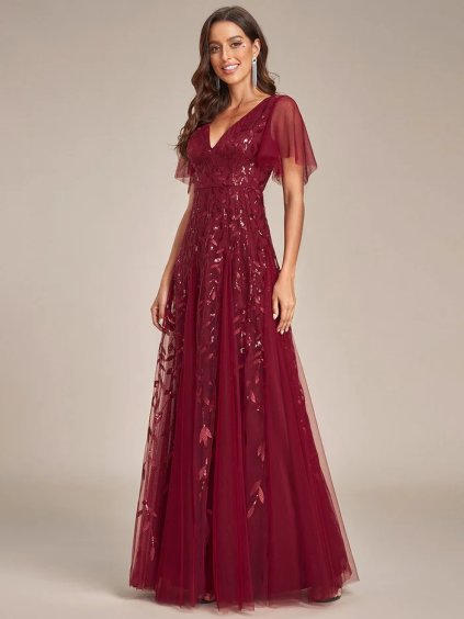 Dámské společenské šaty bordo Ever Pretty 0736 (* Velikost 9XL / 58 / 26 / 30)