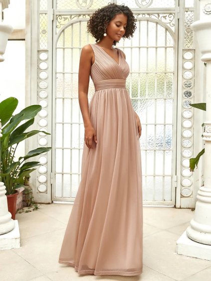 Ever Pretty dlouhé smetanové šaty 7764 (* Velikost 9XL / 58 / 26 / 30)