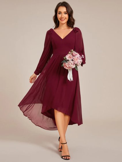 Ever Pretty krátké šaty bordo 2269 (* Velikost 9XL / 58 / 26 / 30)