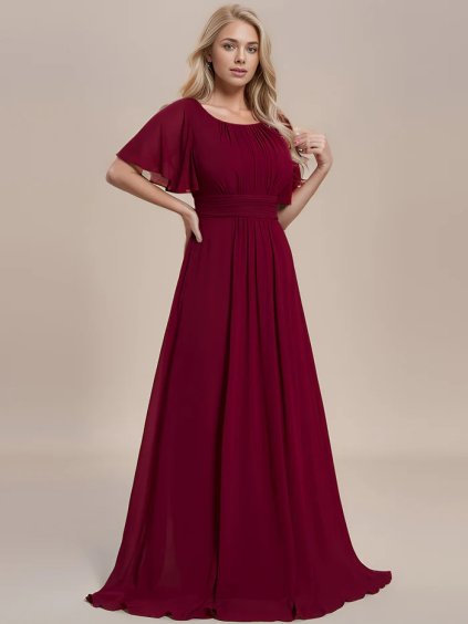 Elegantní společenské bordo šaty1840 (* Velikost 9XL / 58 / 26 / 30)
