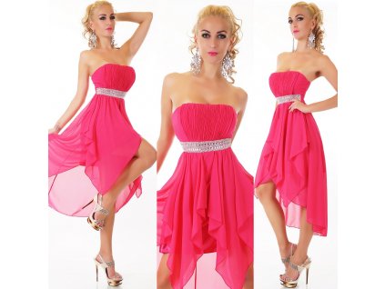 Plesové šaty růžové s kamínky ST153 + ramínka
