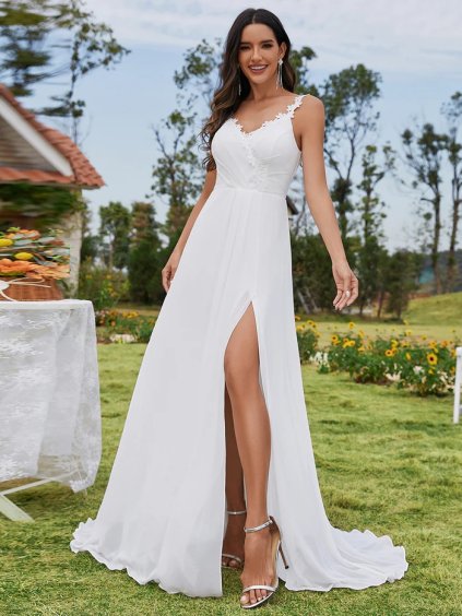 Plesové šaty elegantní bílé Ever Pretty 2082 (* Velikost 4XL / 48 / 16 / 20)
