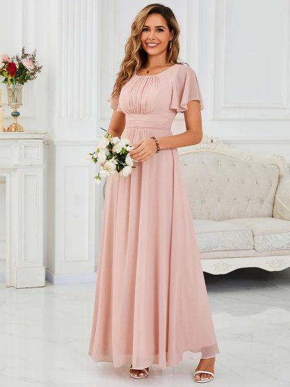Elegantní společenské růžové šaty 1840 (* Velikost 9XL / 58 / 26 / 30)