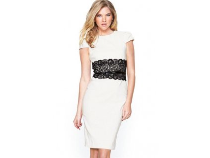A Elegantní pouzdrové šaty s krajkou bílé 221