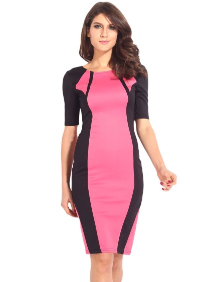 A Pouzdrové šaty růžové bodycon OH268 (* Velikost S / 36 / 04 / 08)
