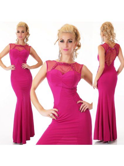 Večerní šaty fuchsiová elegantní nevšední ST158