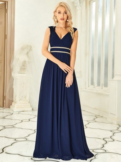 Ever Pretty šaty dlouhé elegantní tmavě modré 8697 (* Velikost XXL / 44 / 14 / 16)