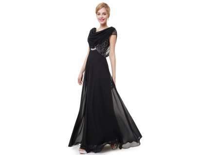 Dámské elegantní Ever Pretty plesové šaty černé 9989 (Velikost 3XL / 48 / 16 / 20)