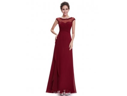 Elegantní Ever Pretty plesové šaty bordo 8619 (Velikost 3XL / 48 / 16 / 20)