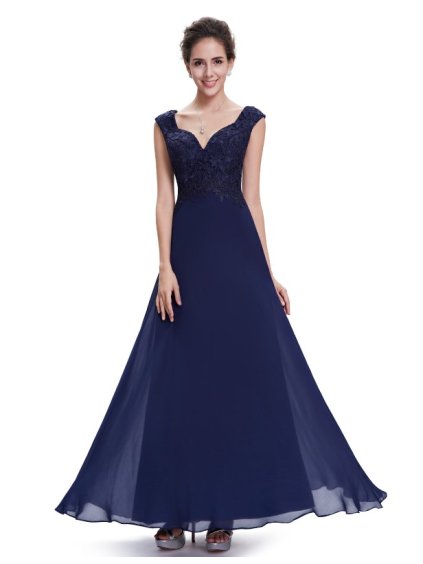 Elegantní Ever Pretty plesové šaty modré 8598 (* Velikost XXL / 44 / 14 / 16)