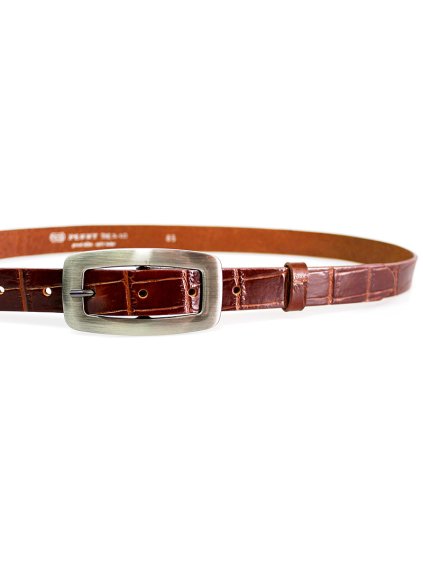 A Kožený pásek dámský krokodýl 25-170-K40 hnědý (délka 95cm, šířka 2,5cm)