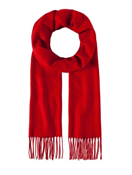 Luxusní šála unisex červená s třásněmi