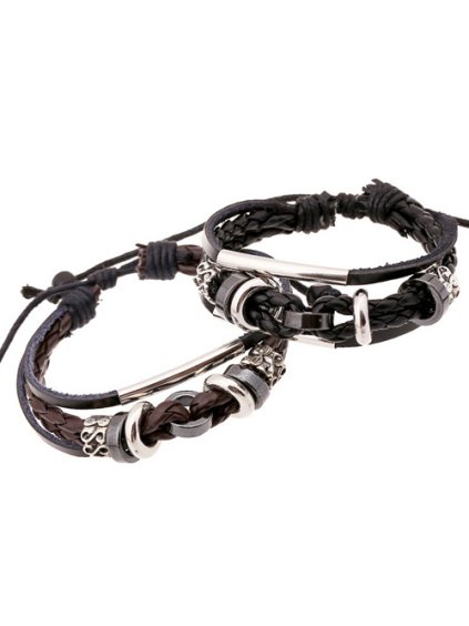 3321 5 kozeny naramek unisex cerno hnedy