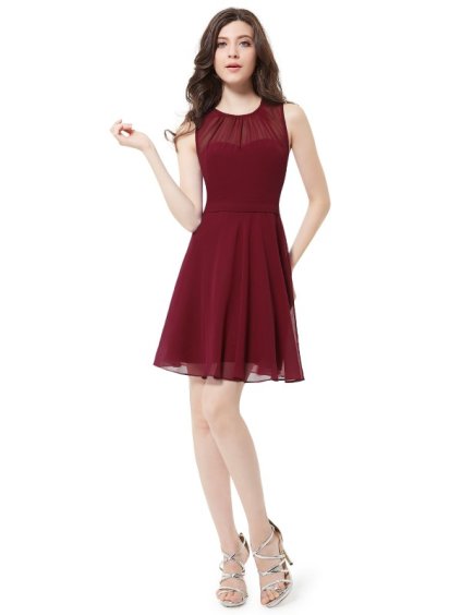 Ever Pretty krátké šaty bordo 5253 (* Velikost XXXL / 46 / 16 / 18)