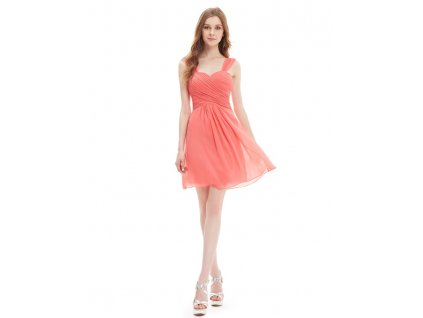 Ever Pretty letní šaty krátké lososové 3539 (Velikost 3XL / 48 / 16 / 20)