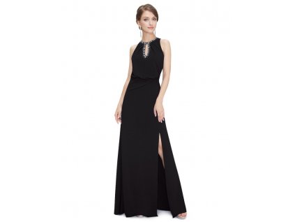 Ever Pretty plesové šaty černé zdobené kamínky 8383 (Velikost 3XL / 48 / 16 / 20)