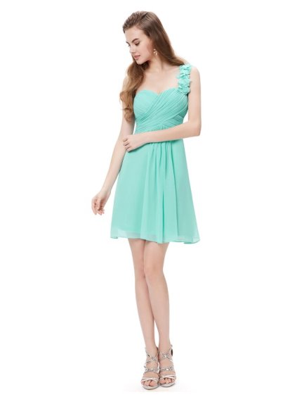 Ever Pretty šifonové šaty krátké tyrkysové 3535 (Velikost 3XL / 48 / 16 / 20)