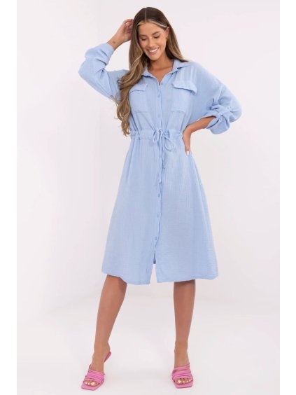 Letní košilové modré šaty 213316 Italy Moda
