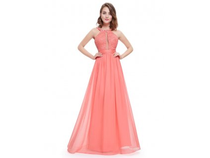 Ever Pretty šaty dlouhé korálové 8572 (Velikost 3XL / 48 / 16 / 20)