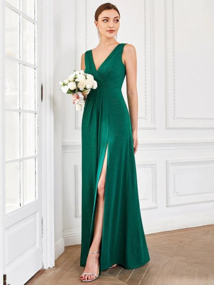 Ever Pretty dlouhé zelené šaty 7506 (* Velikost 9XL / 58 / 26 / 30)