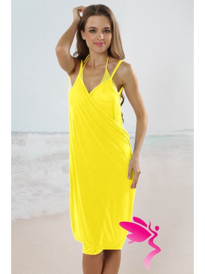 4491 1 sexy stylish cross front beach cover up yellow lc40451 4 2