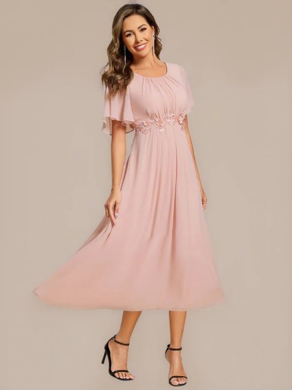 Elegantní jednoduché růžové šaty 2961 (* Velikost 9XL / 58 / 26 / 30)