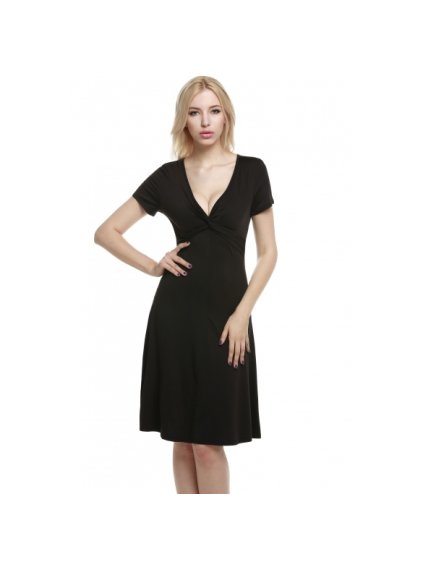 A Elegantní černé šaty netradiční 4423 (* Velikost L/40)