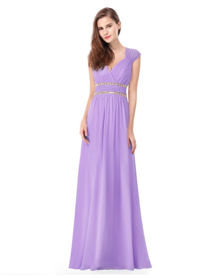 Ever Pretty šaty dlouhé elegantní světle fialové 8697 (* Velikost 4XL / 48 / 16 / 20)