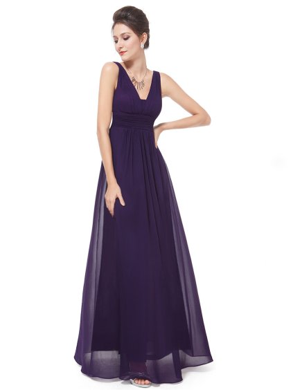 Plesové šaty elegantní tmavě fialové Ever Pretty 8110 (* Velikost XL / 42 / 10 / 14)