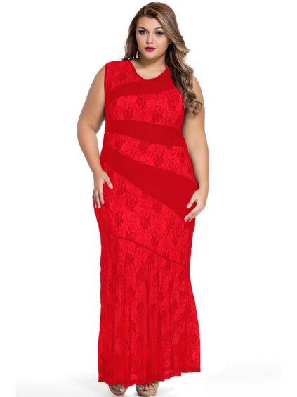 9360 red stylish lace splice plus size mermaid prom dress lc61047 3 16046