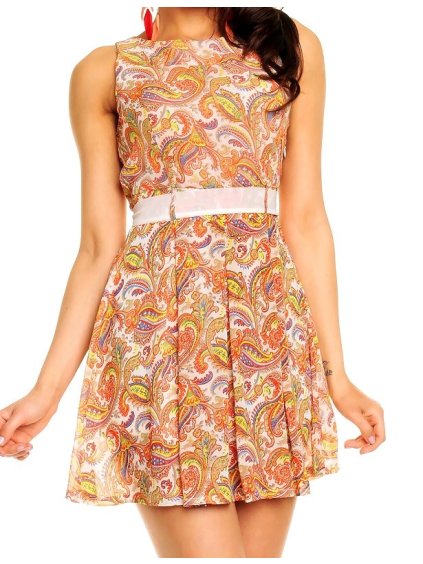 A Šifonové šaty nevšední design trendy s páskem 1464 (* Velikost L / 40 / 08 / 12)