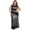 A Elegantní dlouhé černé šaty s krajkou 0472 (* Velikost XXL / 44 / 14 / 16)