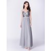 Šaty do tanečních Ever Pretty šedé flitry a tyl 7392 (* Velikost L / 40 / 08 / 12)