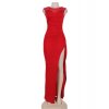 A Dlouhé červené elegantní šaty 80204 (* Velikost XS / 34 / 04 / 06)