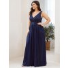 Ever Pretty dlouhé tmavě modré šaty 7764 (* Velikost 9XL / 58 / 26 / 30)
