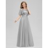 Ever Pretty plesové šaty šedé 0904 (* Velikost 7XL / 54 / 22 / 26)
