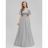 Ever Pretty plesové šaty šedé 0904 (* Velikost 7XL / 54 / 22 / 26)