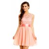 Plesové šaty krátké s krajkou jemně růžové HS367 (* Velikost XL/42)