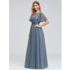 Ever Pretty plesové šaty modro šedé 0904 (* Velikost 7XL / 54 / 22 / 26)