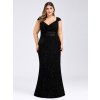 Dlouhé černé šaty Ever Pretty 7919 (* Velikost 7XL / 54 / 22 / 26)