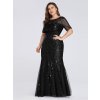 Ever Pretty černé šaty mořská panna 7707 (* Velikost 7XL / 54 / 22 / 26)