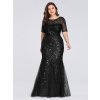 Ever Pretty černé šaty mořská panna 7707 (* Velikost 7XL / 54 / 22 / 26)