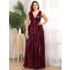 Luxusní bordo šaty Ever Pretty 0825 (* Velikost 7XL / 54 / 22 / 26)
