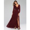Ever Pretty luxusní tmavě bordo šaty 0739 (* Velikost 9XL / 58 / 26 / 30)