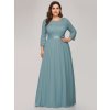 Ever Pretty krajkové tyrkysovošedé šaty 7412 (* Velikost 9XL / 58 / 26 / 30)