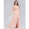 Družičkové dlouhé růžové šaty 0968 (* Velikost 7XL / 54 / 22 / 26)